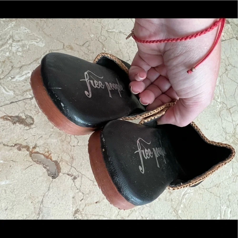 Free People San Marino Black Suede Leather Mules Slides